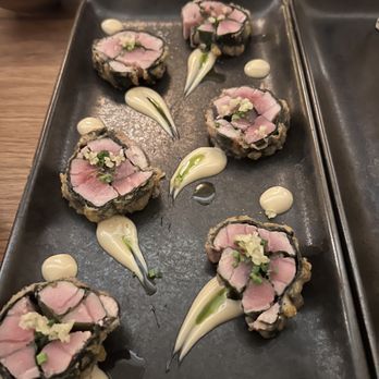 Nineteen Hyaku - Tuna Tempura (Ginger, Shisho, Creamy Pozu, Chives) - Sushi Bars Near Me - San Antonio, Texas Nineteen Hyaku - Tuna Tempura (Ginger, Shisho, Creamy Pozu, Chives) - Sushi Bars Near Me - San Antonio, Texas