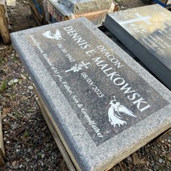Coronas De Oro Memorials - Headstone -flat marker- memorial tribute size 28x16 mahogany marker with 2" sanded border. Angel, cross with roses.