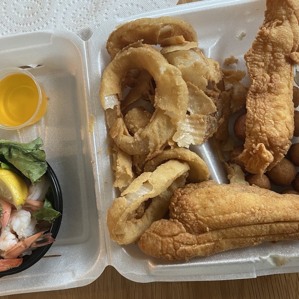 Captain Steve's - Fried flounder, onion rings, hush puppies, boiled shrimp. - Seafood Near Me - Harrisburg, North Carolina Captain Steve's - Fried flounder, onion rings, hush puppies, boiled shrimp. - Seafood Near Me - Harrisburg, North Carolina