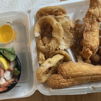 Captain Steve's - Fried flounder, onion rings, hush puppies, boiled shrimp. - Seafood Near Me - Harrisburg, North Carolina Captain Steve's - Fried flounder, onion rings, hush puppies, boiled shrimp. - Seafood Near Me - Harrisburg, North Carolina