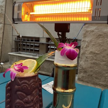 Three Dots and A Dash - Tiki drinks in the heated tent - Asian Fusion Near Me - Chicago, Illinois Three Dots and A Dash - Tiki drinks in the heated tent - Asian Fusion Near Me - Chicago, Illinois