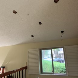 Yellow paint on the wall ewww. Holes for recessed lighting. Yellow paint on the wall ewww. Holes for recessed lighting.