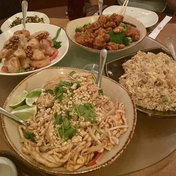 JOY Asian Cuisine - Shrimp fried rice, pad Thai, Honey walnut prawn and general tsaos chicken and broccoli. Spicy cucumber peeking out in the back hehehe - Asian Fusion Near Me - Indio, California JOY Asian Cuisine - Shrimp fried rice, pad Thai, Honey walnut prawn and general tsaos chicken and broccoli. Spicy cucumber peeking out in the back hehehe - Asian Fusion Near Me - Indio, California