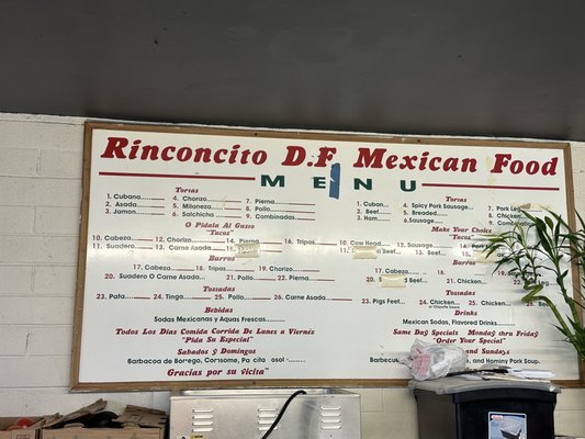 Menu photo 4 El Rinconcito DF Phoenix, AZ