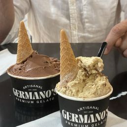 Tiramisu and Belgian chocolate gelatos Tiramisu and Belgian chocolate gelatos