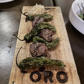 Toro Kitchen + Bar - Shishito and sirloin steak appetizer. So delicious. Perfectly cooked and the shishito peppers were a nice counter part to the steak. - Tapas Bars Near Me - San Antonio, Texas Toro Kitchen + Bar - Shishito and sirloin steak appetizer. So delicious. Perfectly cooked and the shishito peppers were a nice counter part to the steak. - Tapas Bars Near Me - San Antonio, Texas