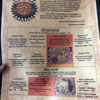 Papa's Restaurant - Menu - Pizza Near Me - Florence, Colorado Papa's Restaurant - Menu - Pizza Near Me - Florence, Colorado