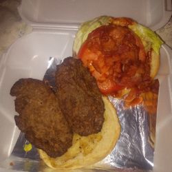 Cook Out - Supposed to be a double burger with cheese western style add tomato and lettuce which is usually fire but this is pathetic