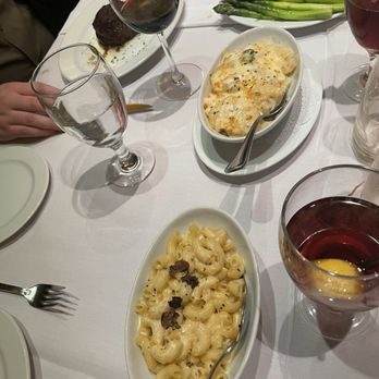 Ocean Prime - Black Truffle Mac & Cheese, potatoes au gratin, Asparagus and Hollandaise - Seafood Near Me - Indianapolis, Indiana Ocean Prime - Black Truffle Mac & Cheese, potatoes au gratin, Asparagus and Hollandaise - Seafood Near Me - Indianapolis, Indiana