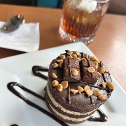 Peanut butter cake and bourbon s'more drink