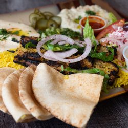 Olives Mediterranean Market And Grill - Chicken kebab plate.