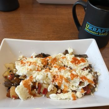 Ukraft Brunch Cafe - Mushroom omelette, sub egg whites, added Cholula sauce - Cafes Near Me - St. Louis, Missouri Ukraft Brunch Cafe - Mushroom omelette, sub egg whites, added Cholula sauce - Cafes Near Me - St. Louis, Missouri