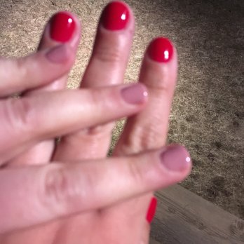 MiniLuxe Cranston - Mine are the red nails, night they got done. Gel. - Nail Salons Near Me - Cranston, Rhode Island
