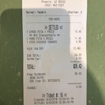 Olives Mediterranean Grill - My receipt - Mediterranean Near Me - Phoenix, Arizona Olives Mediterranean Grill - My receipt - Mediterranean Near Me - Phoenix, Arizona