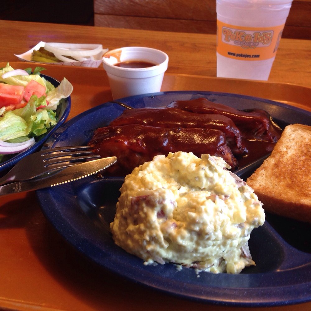 Pok-e-Jo's - Parmer - Rub plate on Thursday special..2 sides..(10.99) I got potato salad and a green salad..will review lata ..I'm hungry! - Barbeque Near Me - Austin, Texas Pok-e-Jo's - Parmer - Rub plate on Thursday special..2 sides..(10.99) I got potato salad and a green salad..will review lata ..I'm hungry! - Barbeque Near Me - Austin, Texas