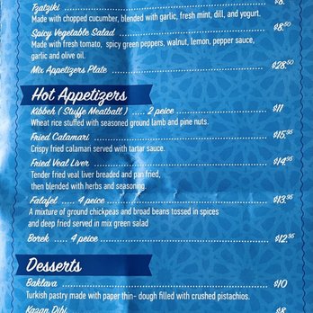 Sara's Mediterrean Grill - Hot and cold appetizer menu - Mediterranean Near Me - Wappingers Falls, New York