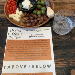 A photo of the menu and of one of the snack offerings.