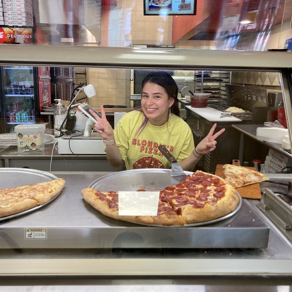 Abe’s Pizza - Pepperoni Pizza & Cheese Pizza with a lovely staffer - Pizza Near Me - San Francisco, California Abe’s Pizza - Pepperoni Pizza & Cheese Pizza with a lovely staffer - Pizza Near Me - San Francisco, California