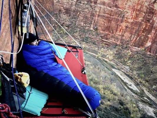 Portaledge Camping - If you can fall asleep on a cot on the ground, can you fall asleep on a portaledge hundreds of feet in the air? This is not for the faint of heart. It requires calming your nerves and allowing yourself to be present. This is an amazing place to meditate and leave the worries of the world behind. you will never forget the sunset you watch from your room with a view.
