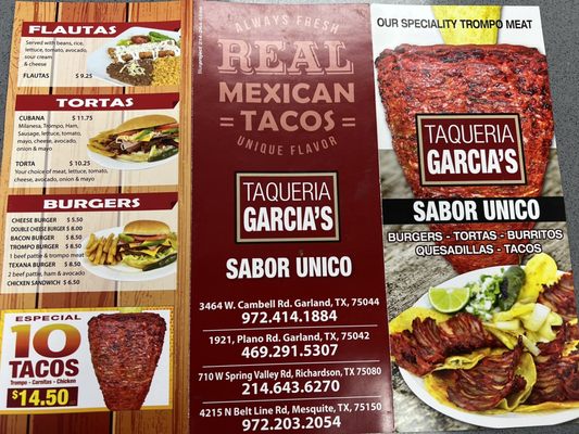 Menu photo 2 Taqueria Garcia's Garland, TX Menu photo 2 Taqueria Garcia's Garland, TX