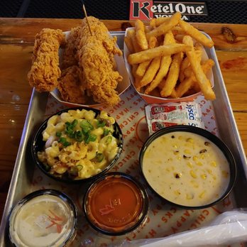 Happy Chicks - Classic Chick with avocado pablano and buffalo sauce - Bars Near Me - Austin, Texas Happy Chicks - Classic Chick with avocado pablano and buffalo sauce - Bars Near Me - Austin, Texas