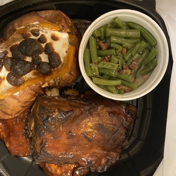 Texas Roadhouse - Ribs and grilled chicken, loaded sweet potato and very yummy green beans seasoned with bacon - Steakhouses Near Me - High Point, North Carolina Texas Roadhouse - Ribs and grilled chicken, loaded sweet potato and very yummy green beans seasoned with bacon - Steakhouses Near Me - High Point, North Carolina