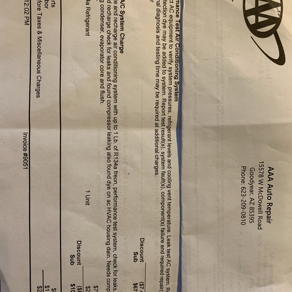 AAA Goodyear Branch - This is the service they charged me for that was not done. - Life Insurance Near Me - Goodyear, Arizona