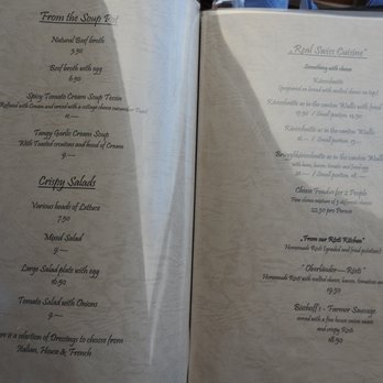 Restaurant Luegibrueggli - Menu as of July 2017 - Swiss Food Near Me - Unterseen, BE
