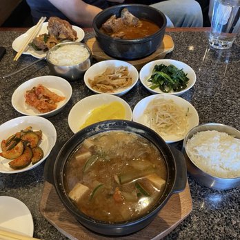 Soban Korean Cuisine - Doenjang Jjigae 된장찌개 and Gamjatang 감자탕, with pickled veggie appetizers - Korean Near Me - Petaluma, California Soban Korean Cuisine - Doenjang Jjigae 된장찌개 and Gamjatang 감자탕, with pickled veggie appetizers - Korean Near Me - Petaluma, California