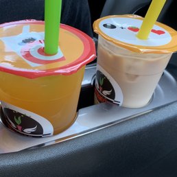 29. Mango Peach Iced Mixed Tea and 1. Original Milk Iced Milk Tea