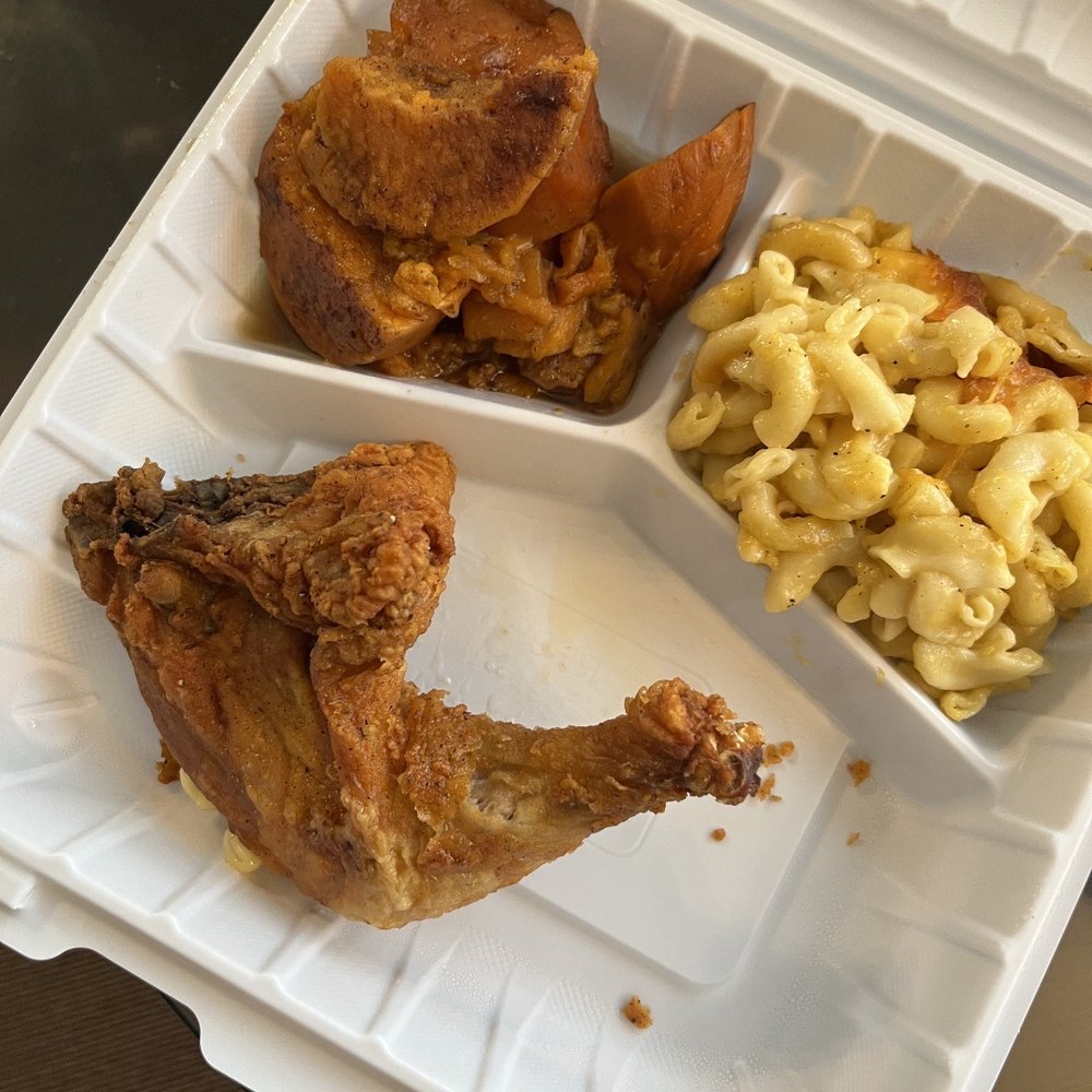 Two Piece fried chicken with Yams and Macaroni Two Piece fried chicken with Yams and Macaroni