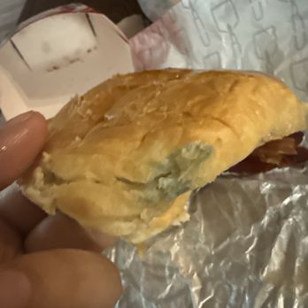 Wendy's - This  MOLDY " croissant " chicken bacon breakfast sandwhich - Burgers Near Me - Jacksonville, Florida