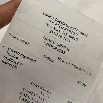Liberty Bagels - receipt - Bagels Near Me - New York, New York Liberty Bagels - receipt - Bagels Near Me - New York, New York