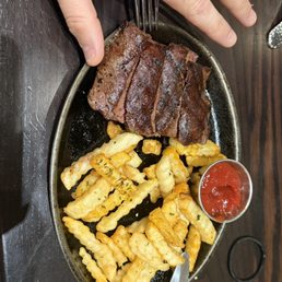 An overpriced child-sized steak