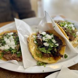 La Central Birrieria & Menuderia - Three types of birria tacos