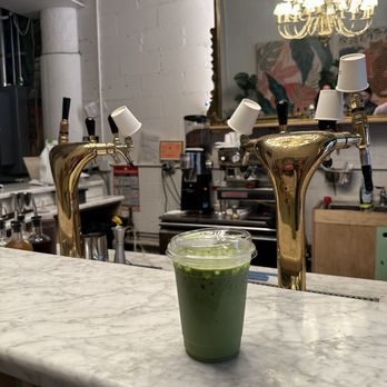 Day Drinks - Iced Matcha Latte with oat milk ($5.5 before alt milk sub) - Coffee & Tea Near Me - New York, New York Day Drinks - Iced Matcha Latte with oat milk ($5.5 before alt milk sub) - Coffee & Tea Near Me - New York, New York