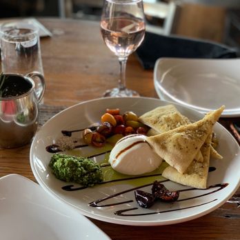 Neat - Burrata appetizer! And a glass of rosé - New American Near Me - Buffalo, New York Neat - Burrata appetizer! And a glass of rosé - New American Near Me - Buffalo, New York