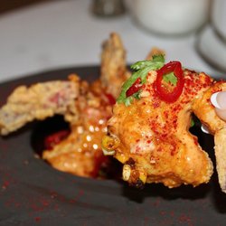Jill's Restaurant - The Camaron Frito was made with crispy fried shrimp, corn relish, pickled red chili mayo, lime & cilantro.