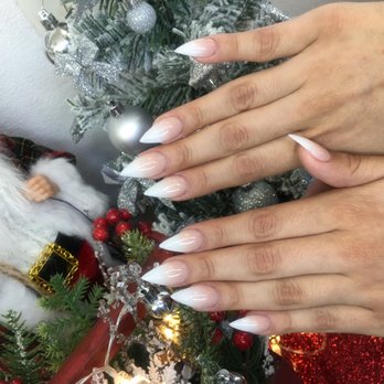 D'Vine Nails Spa - Siletto pink white ombré by Nina - Nail Salons Near Me - Anaheim, California