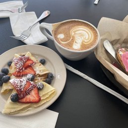 Crepe, Latte, Lox Bagel