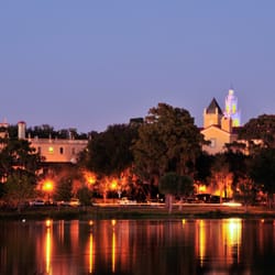Campus at dusk.