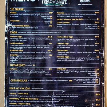 Corazon Agave - Menu (Aug 2024) - Mexican Near Me - Toronto, Ontario