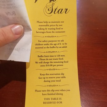 V Star Buffet - List of rules. (Not enforced). I don't think any are unreasonable. - Chinese Near Me - Everett, Washington V Star Buffet - List of rules. (Not enforced). I don't think any are unreasonable. - Chinese Near Me - Everett, Washington