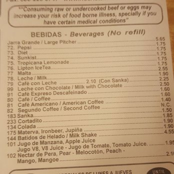 Original Rio Cristal - Menu - Cuban Near Me - Miami, Florida