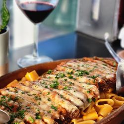 The ultimate in parmesan. The A5 NY Strip Parm. Feed 2 to 3 easy. Outstanding!