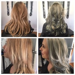 Dori Stella - Hair Stylist - Before/after! She wished for the blonde highlights she has had for years to be a trendy sexy silver!