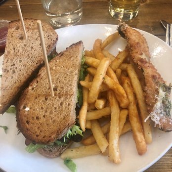 Old Irving Brewing - BLTA with Fried and a piece of Fried Zucchini that the table ordered - Breweries Near Me - Chicago, Illinois
