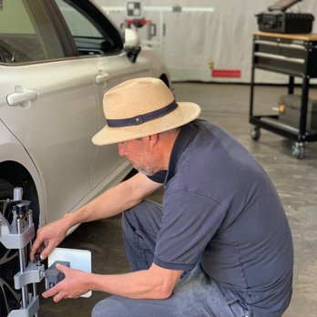 Auto Glass Express - Aligning vehicle for camera calibration after windshield replacement for vehicle equipped with Advanced Driving Assist Systems - Auto Glass Services Near Me - Berkeley, California