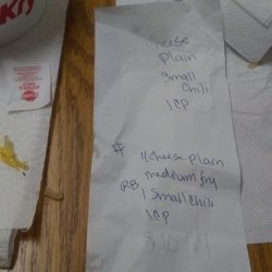 Krystal - Hand written receipt for my food order.