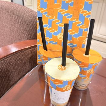 Odd One Out - TW 23' Golden Buddha Silk Boba -10% sugar Yuzu Osmanthus Silk Boba - 10% sugar Pistachio Iron Buddha Milk Tea - 25% sugar - Bubble Tea Near Me - San Mateo, California
